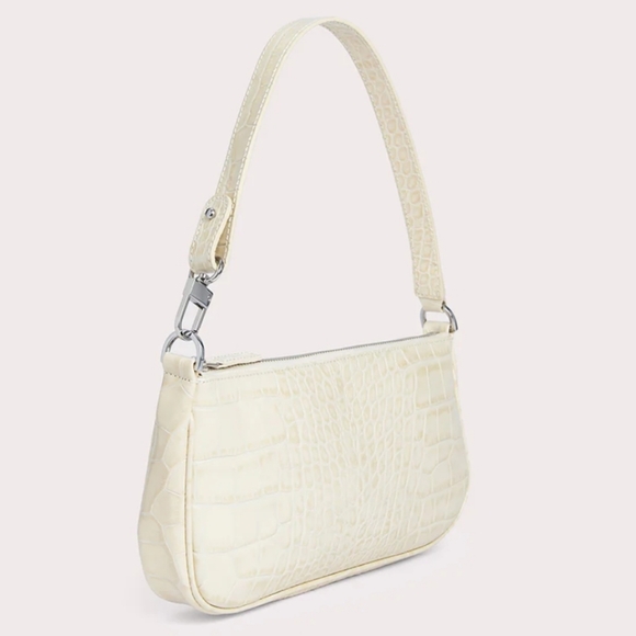 By Far Rachel Croc Embossed Leather Bag in Cream - Picture 3 of 5